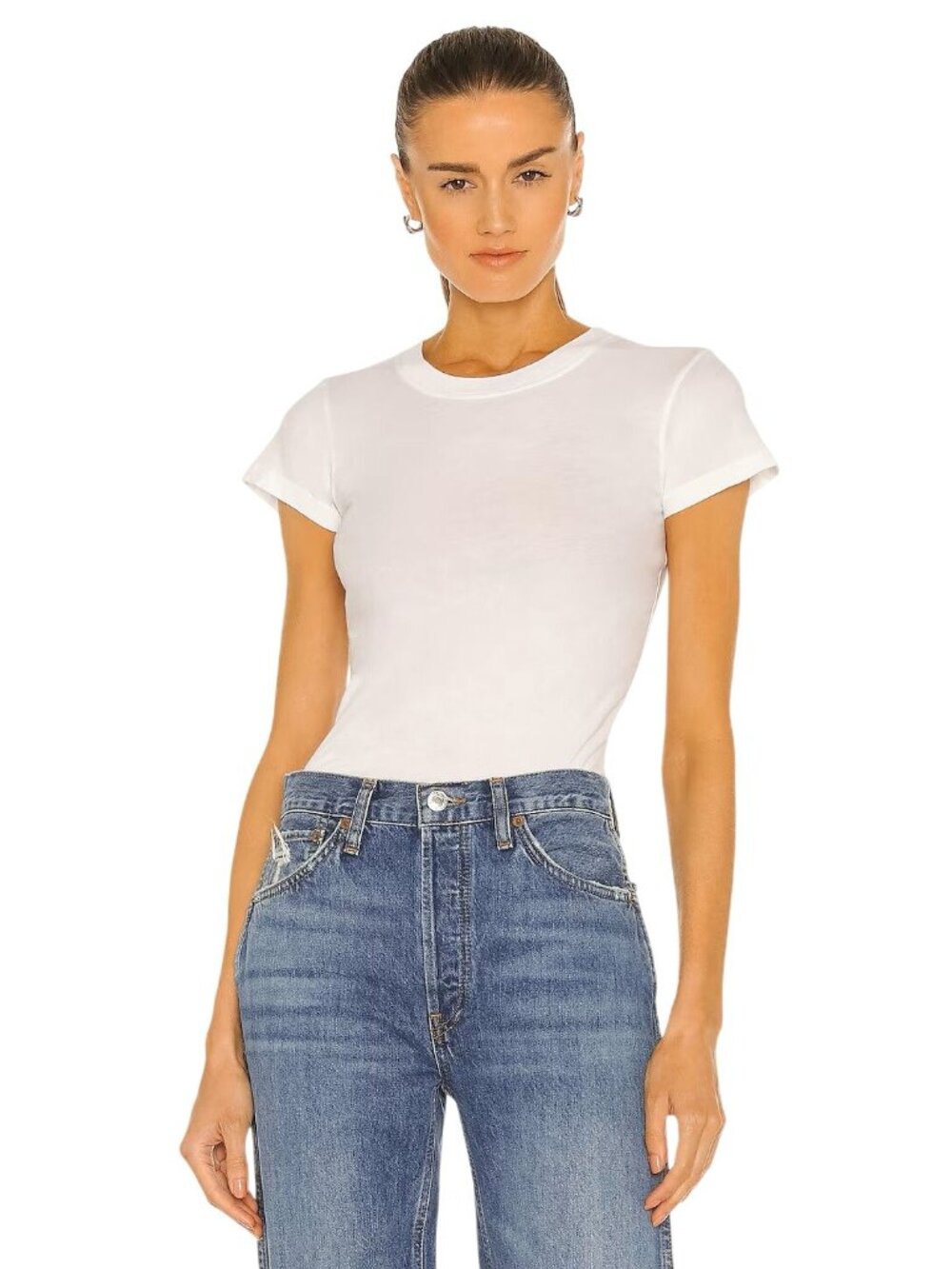 LA Made Crew Neck Tee in White Small New Womens Short Sleeve Tshirt